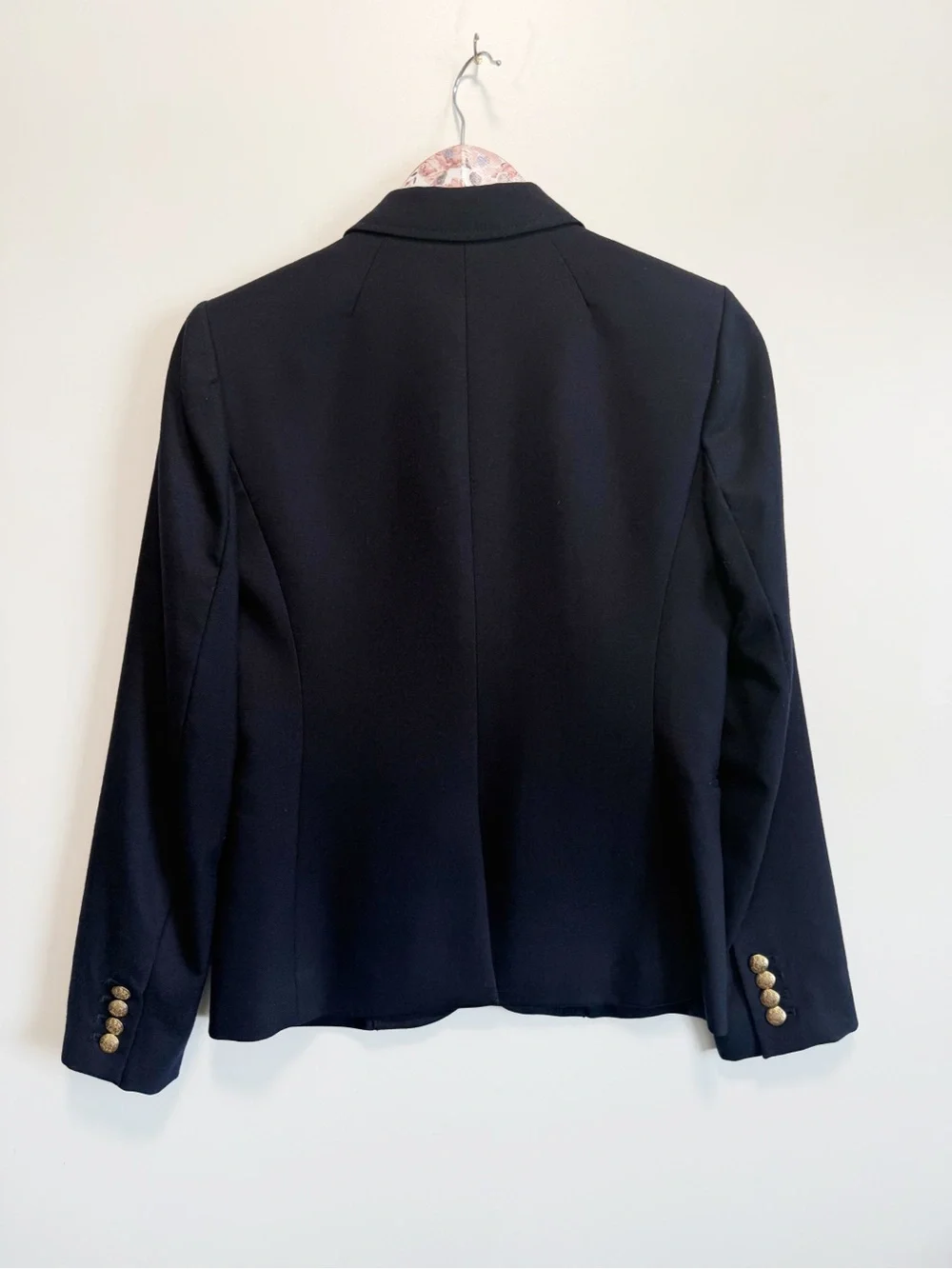 J. CREW Schoolboy Stretch Wool Blazer Size 4 Navy Blue Gold Buttons Lined